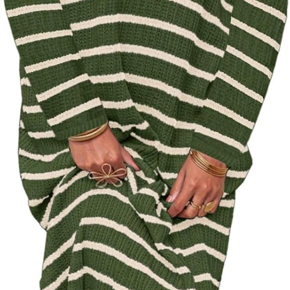 Dresses & Skirts - Women's Knitted Sweater Dress Fall Casual V Neck Collared Long Sleeve Midi